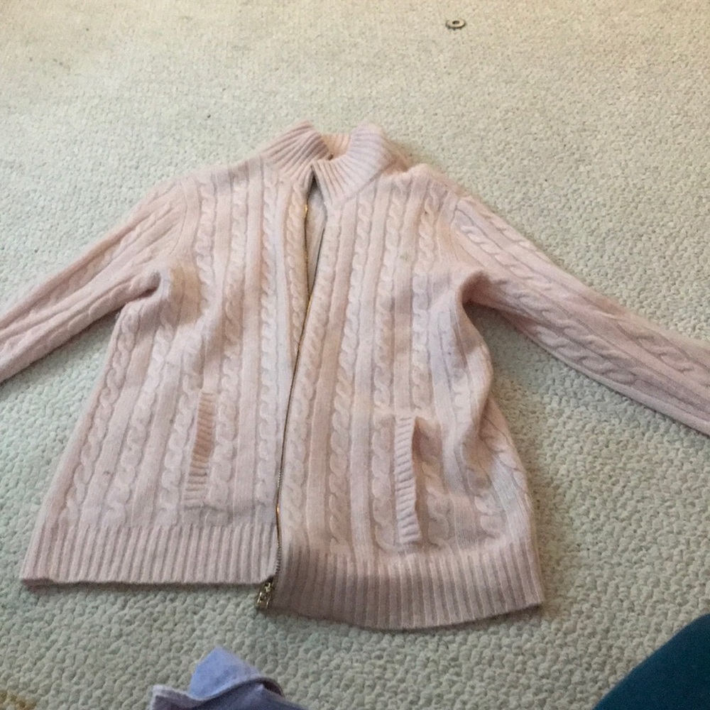 Pink cashmere sweater zip up